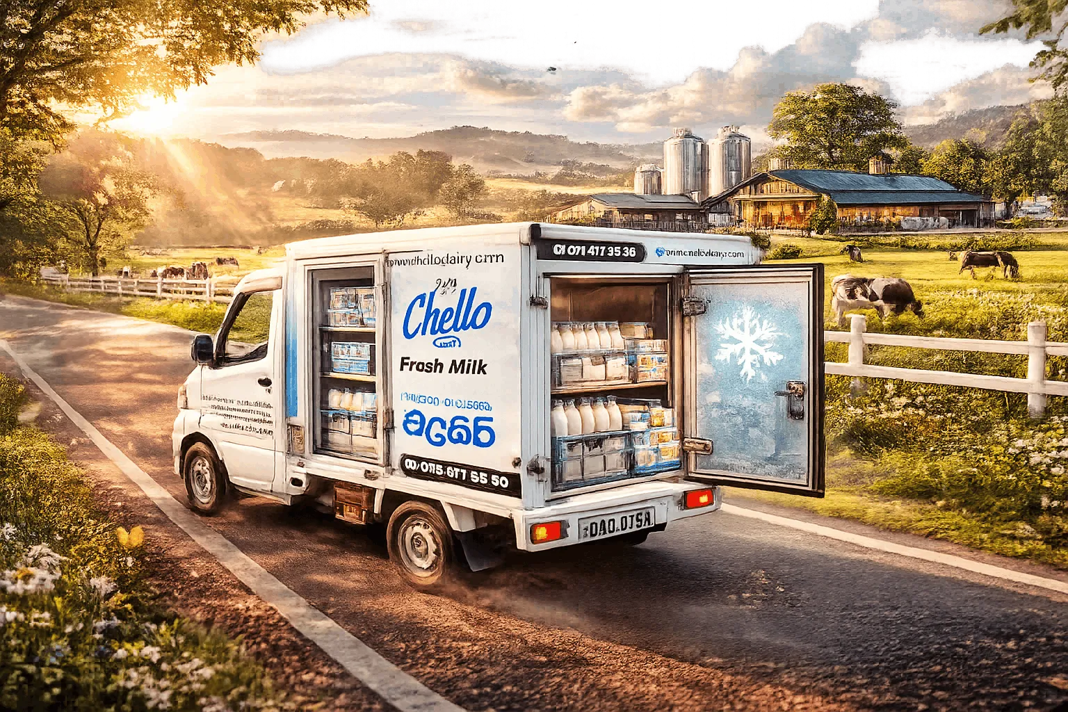 Chilled Chello milk delivery vehicle